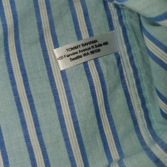 Tommy Bahama  Dress Shirt Long Sleeve 2XB White Blue Striped Big & Tall Cuffs - Picture 4 of 10